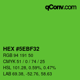 Color code: HEX #5EBF32 | qconv.com