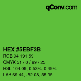 颜色代码: HEX #5EBF3B | qconv.com