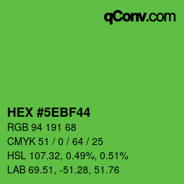 Farbcode: HEX #5EBF44 | qconv.com