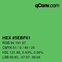Código de color: HEX #5EBF61 | qconv.com