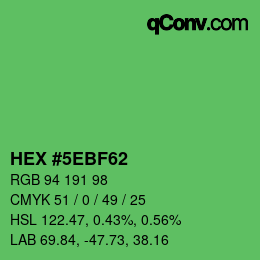 Color code: HEX #5EBF62 | qconv.com