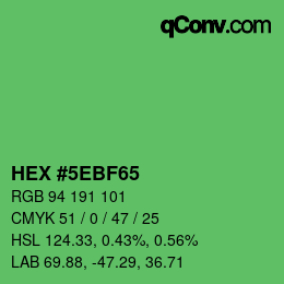 Color code: HEX #5EBF65 | qconv.com