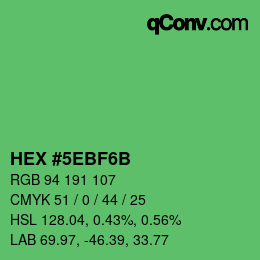 Código de color: HEX #5EBF6B | qconv.com