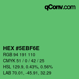 Farbcode: HEX #5EBF6E | qconv.com