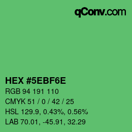 Color code: HEX #5EBF6E | qconv.com