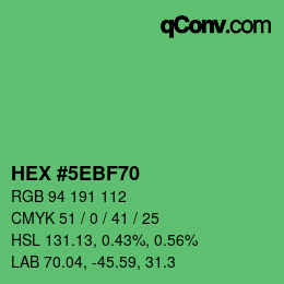 Color code: HEX #5EBF70 | qconv.com