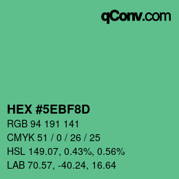 カラーコード: HEX #5EBF8D | qconv.com