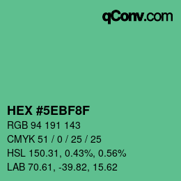 カラーコード: HEX #5EBF8F | qconv.com