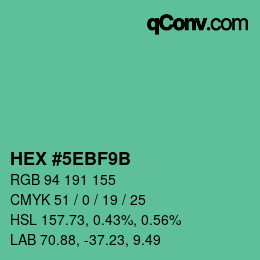 Color code: HEX #5EBF9B | qconv.com