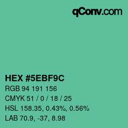 Código de color: HEX #5EBF9C | qconv.com