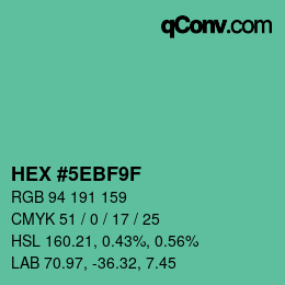 Color code: HEX #5EBF9F | qconv.com