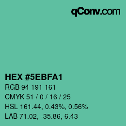 Color code: HEX #5EBFA1 | qconv.com
