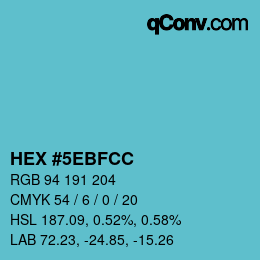 Color code: HEX #5EBFCC | qconv.com