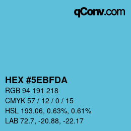 カラーコード: HEX #5EBFDA | qconv.com