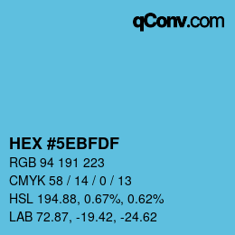 颜色代码: HEX #5EBFDF | qconv.com
