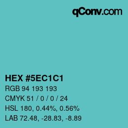 Color code: HEX #5EC1C1 | qconv.com