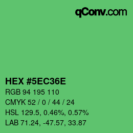 カラーコード: HEX #5EC36E | qconv.com