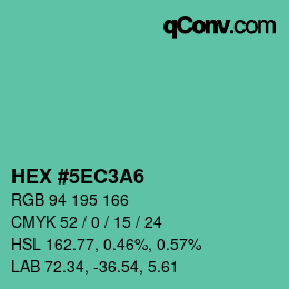カラーコード: HEX #5EC3A6 | qconv.com