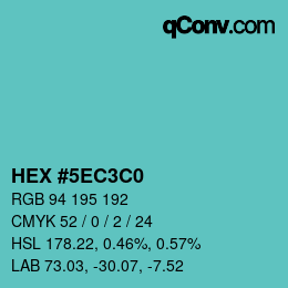 Color code: HEX #5EC3C0 | qconv.com