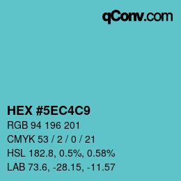 Color code: HEX #5EC4C9 | qconv.com
