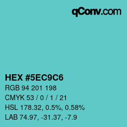 颜色代码: HEX #5EC9C6 | qconv.com