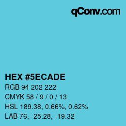 カラーコード: HEX #5ECADE | qconv.com
