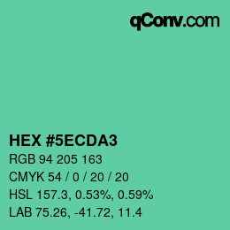 カラーコード: HEX #5ECDA3 | qconv.com