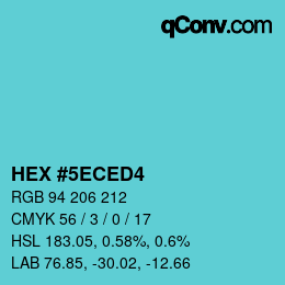 颜色代码: HEX #5ECED4 | qconv.com
