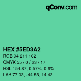 カラーコード: HEX #5ED3A2 | qconv.com