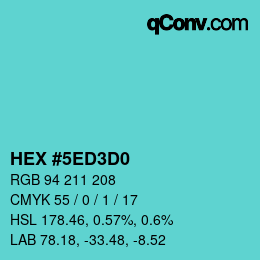 カラーコード: HEX #5ED3D0 | qconv.com