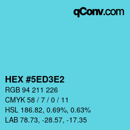カラーコード: HEX #5ED3E2 | qconv.com