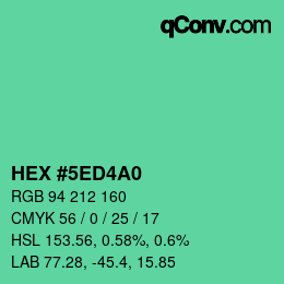 颜色代码: HEX #5ED4A0 | qconv.com