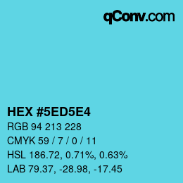 カラーコード: HEX #5ED5E4 | qconv.com