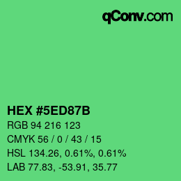 Farbcode: HEX #5ED87B | qconv.com