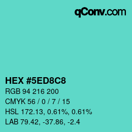 Color code: HEX #5ED8C8 | qconv.com