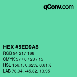 カラーコード: HEX #5ED9A8 | qconv.com