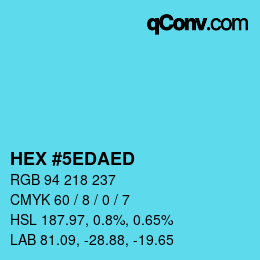 Farbcode: HEX #5EDAED | qconv.com
