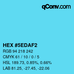 カラーコード: HEX #5EDAF2 | qconv.com