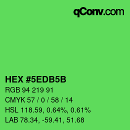 カラーコード: HEX #5EDB5B | qconv.com