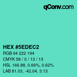 Color code: HEX #5EDEC2 | qconv.com