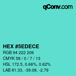 Color code: HEX #5EDECE | qconv.com