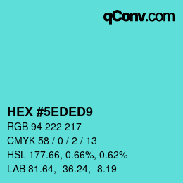 Color code: HEX #5EDED9 | qconv.com