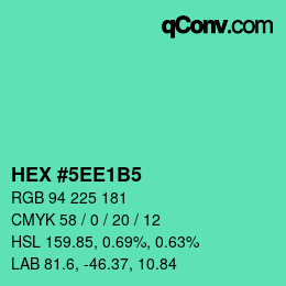 Color code: HEX #5EE1B5 | qconv.com