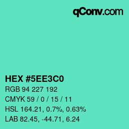 Color code: HEX #5EE3C0 | qconv.com