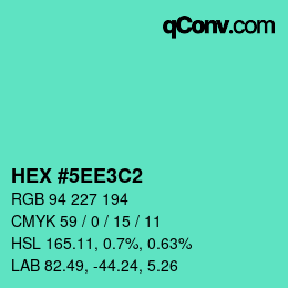 Color code: HEX #5EE3C2 | qconv.com