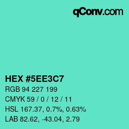 Color code: HEX #5EE3C7 | qconv.com