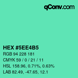 颜色代码: HEX #5EE4B5 | qconv.com