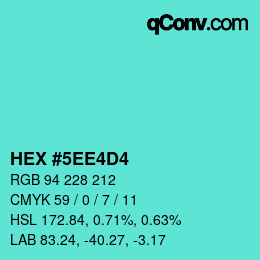 颜色代码: HEX #5EE4D4 | qconv.com