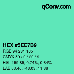 颜色代码: HEX #5EE7B9 | qconv.com