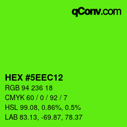 颜色代码: HEX #5EEC12 | qconv.com